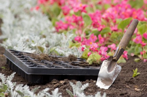 Landscaping crew following a health and safety policy in outdoor work