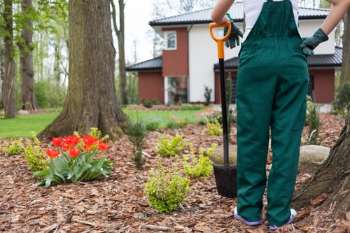 Local garden landscaping work including turf, borders, and pathways in Yiewsley
